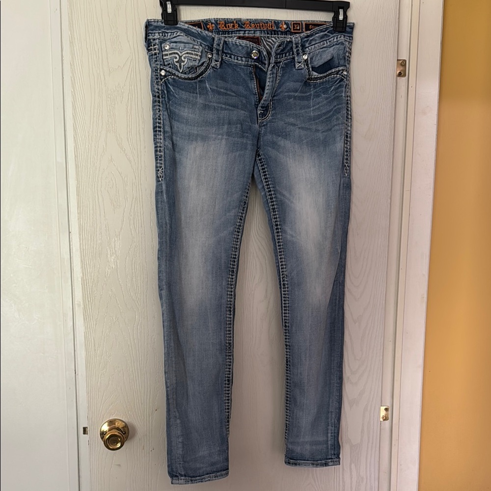 Rock Revival Blue Straight Leg Jeans with Classic Style